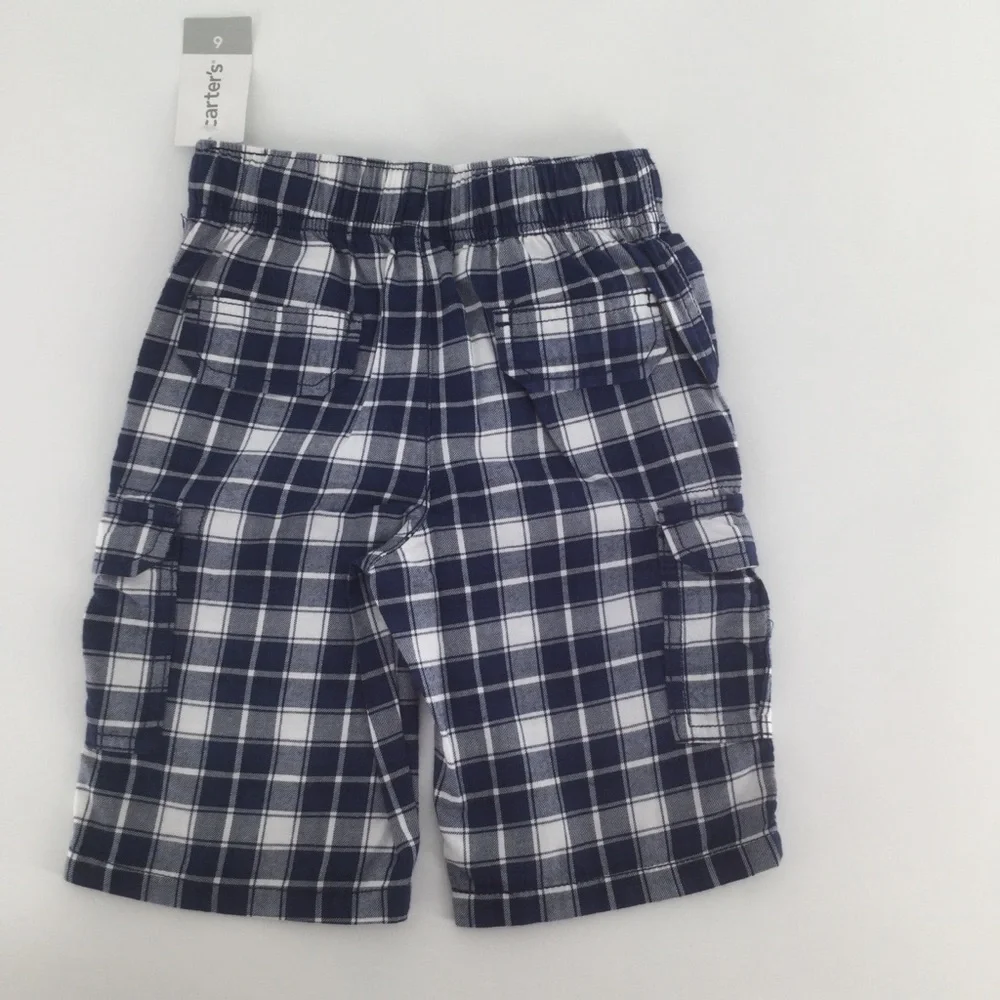 Carter’s‎ blue and white checkerboard cargo shorts